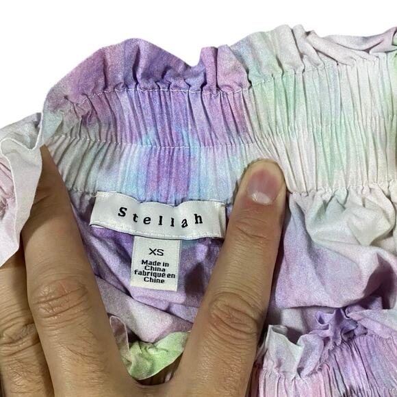 Stellah Tie-dye Ruffled Cotton Mini Skirt - XS - Picture 3 of 4